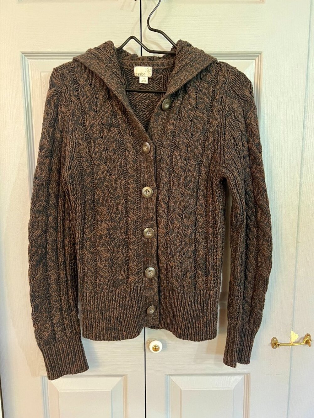 Brown Cardigan Soft Cable Sweater - Medium